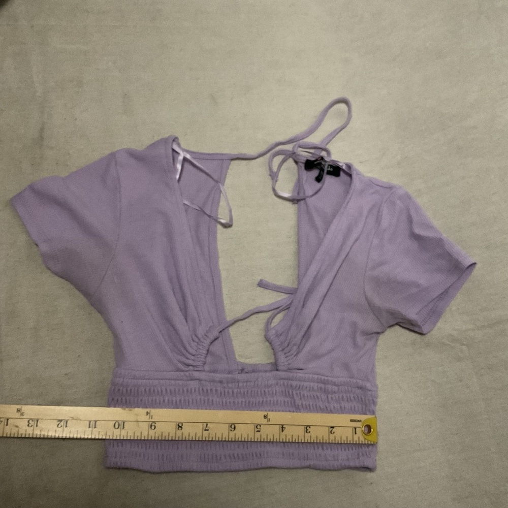 Purple Ribbed Crop Top - Picture 4 of 7